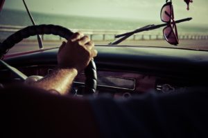 View of driver from backseat